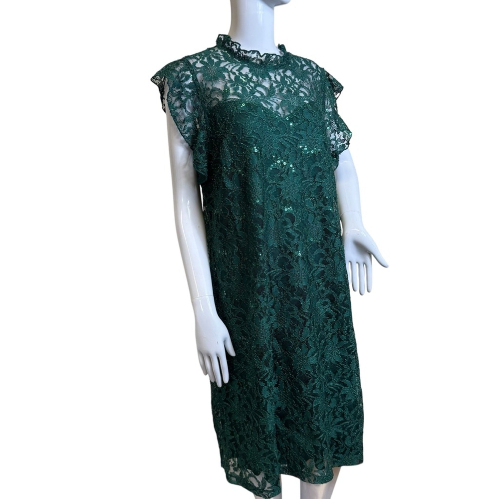 Women's Alexa B Dress Size 16W Green Lace NWT
